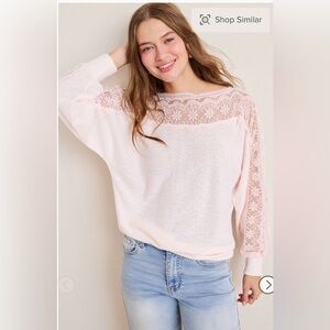 Elegant Pink Lace Sweater